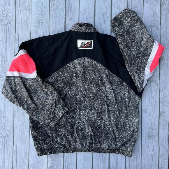 Vintage 90s Asics Running Design Print L/XL Zip Up Nylon Jacket Jogger - Picture 7 of 8